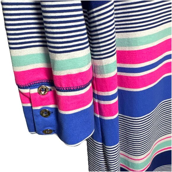 Lilly Pulitzer Sophie Size L UPF 50 True Blue Kaleidoscope Jungle Striped Dress - Picture 10 of 12